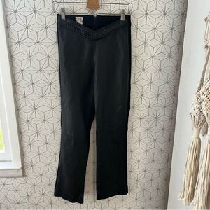 Cache Black Leather Front V-Waist Pant